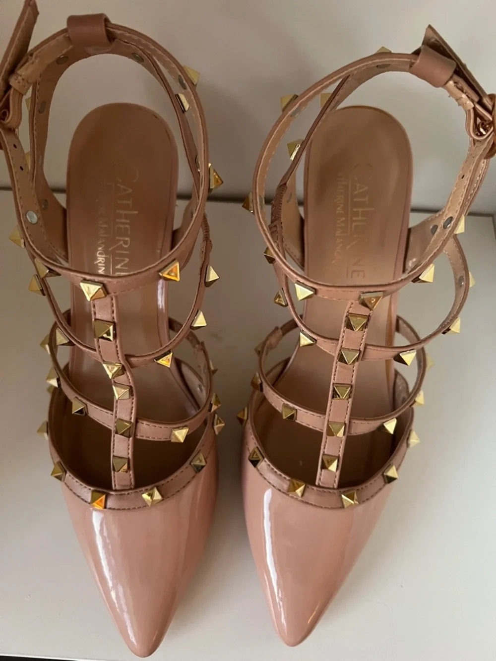 Catherine Malandrino - Studded Patent Leather Heels in Nude - Picture 7 of 11